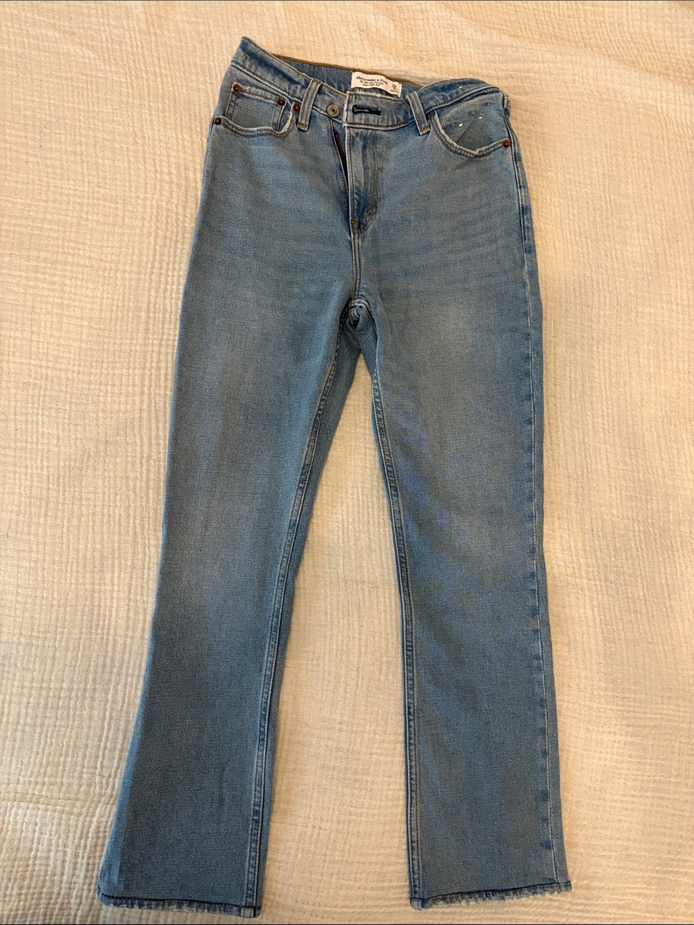 A& F Light Wash Slim Straight Ultra High-Rise Jeans